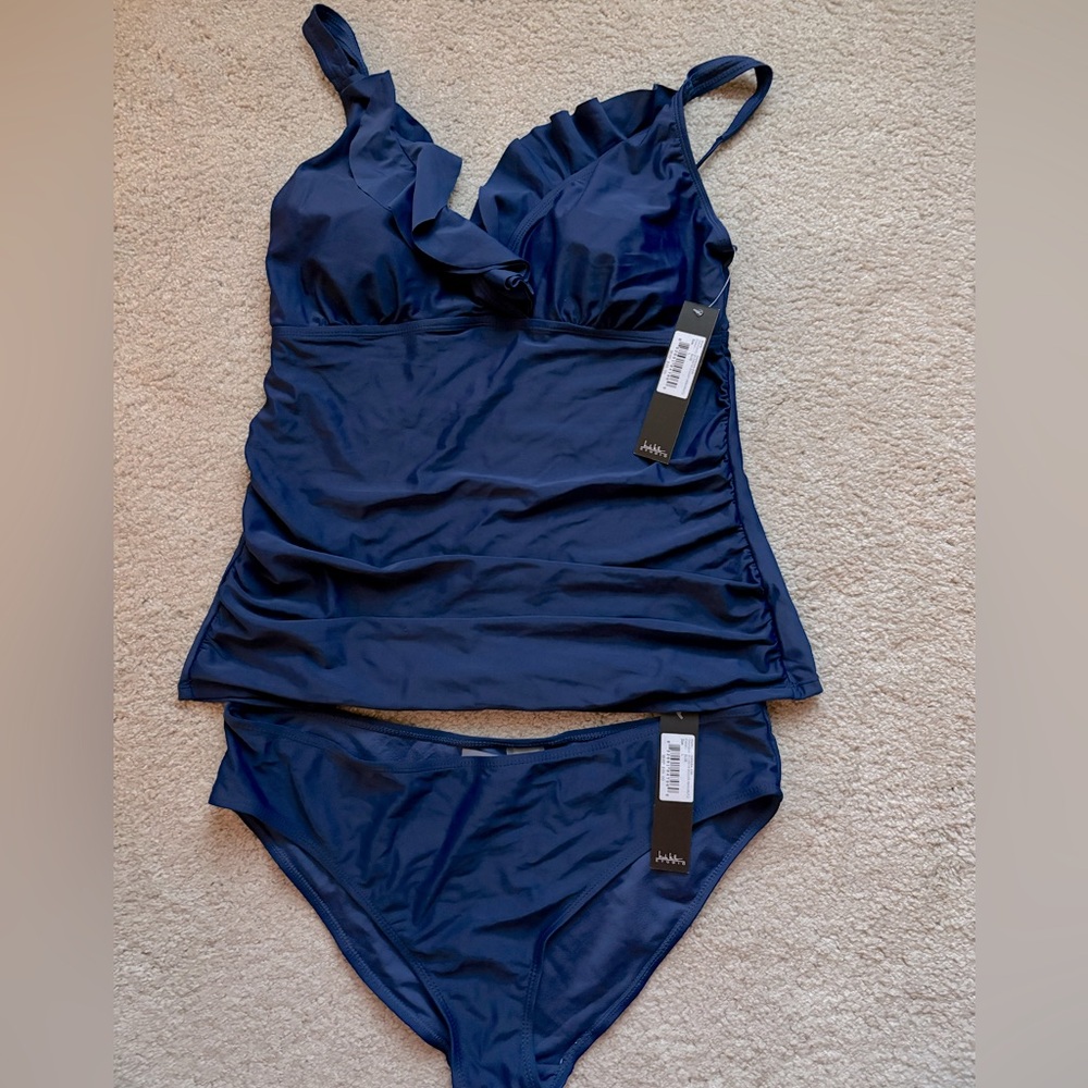 New with tags Nicole Miller Two Piece Tankini w/ Ruffle